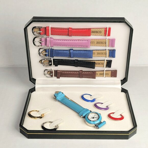 Peyote Bird Santa Fe Women Watch Set Leather Interchangeable Bezels - Picture 1 of 15
